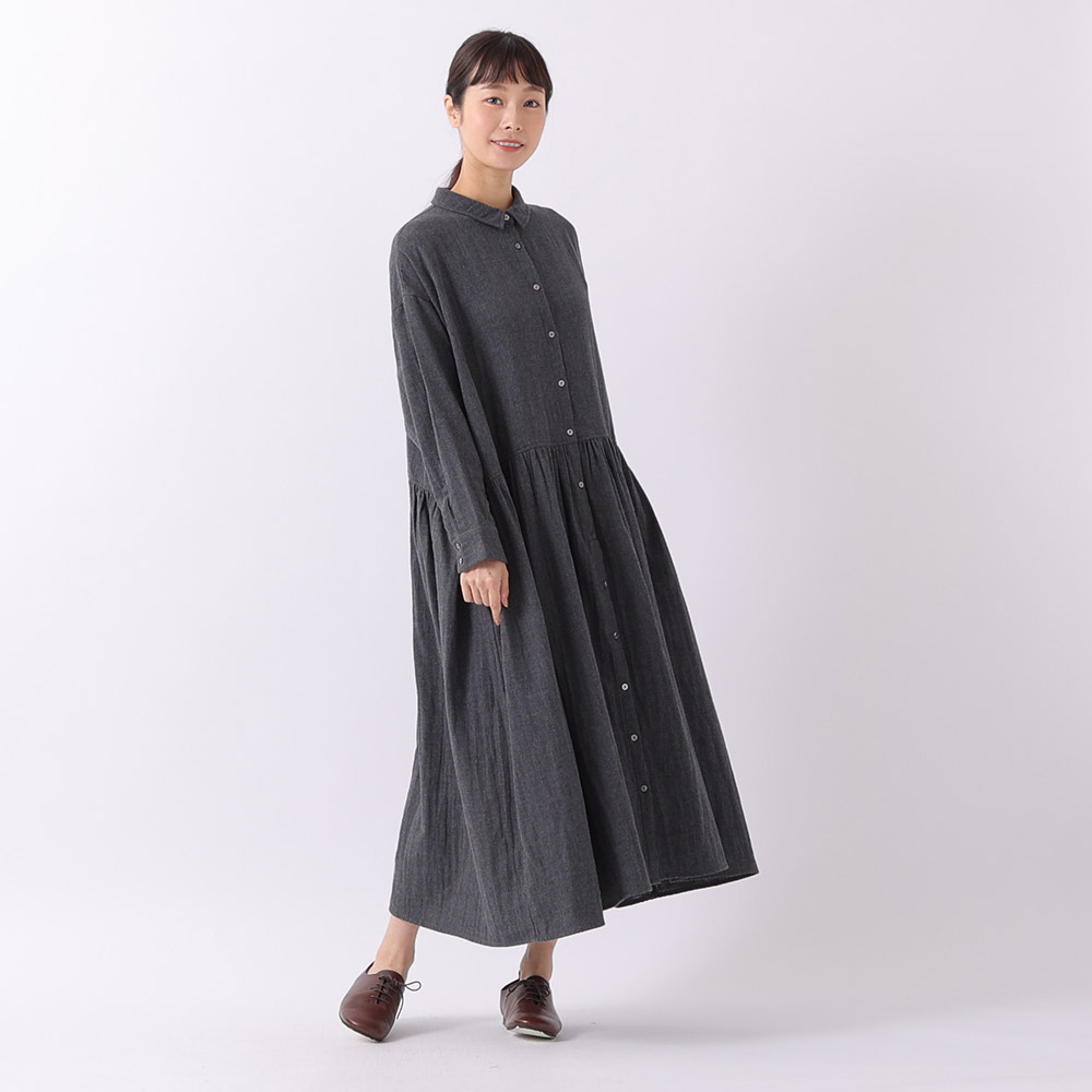 コットンダブルガーゼシャツワンピース【0623WT-43060】