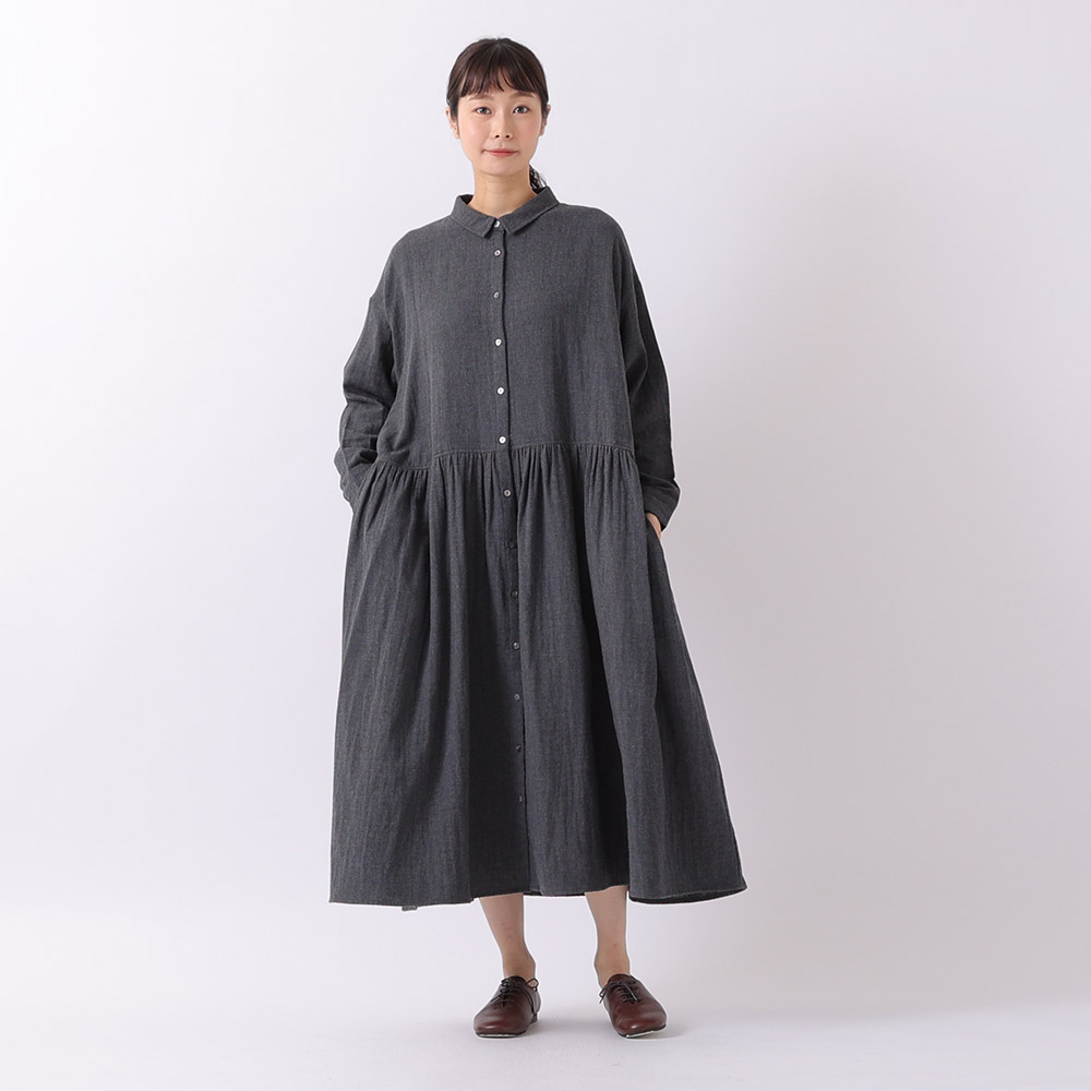 コットンダブルガーゼシャツワンピース【0623WT-43060】